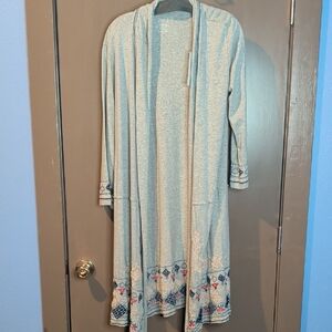 Caite Gray Embroidered Women's Coat. Lightweight, Great For The Beach Or Travel